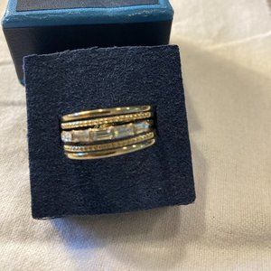 Gold tone Glass Baguettes Ring Size 9